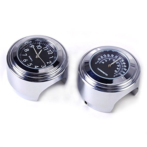 【送料無料】RANZEK 温度計 時計 バイクハンドル用 2個 防水 軽量小型 夜光 可愛いデザイン 使用簡単（..