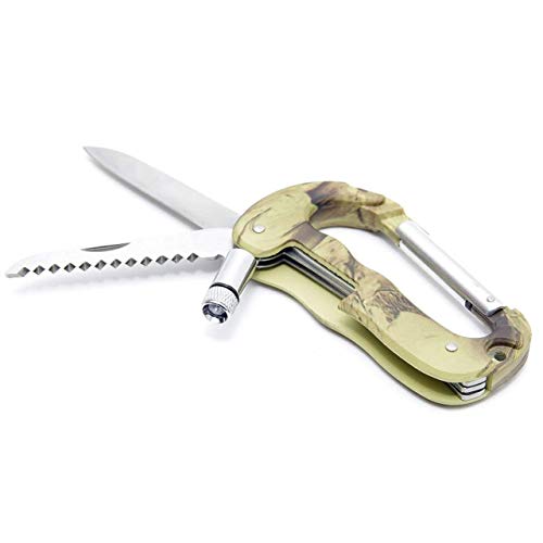 【送料無料】GoodsLand 【サビに強い】 小型 折りたたみ マルチツール カラビナ 折り畳み ナイフ おりたたみ LED ライト ステンレス 迷彩 ミリタ...