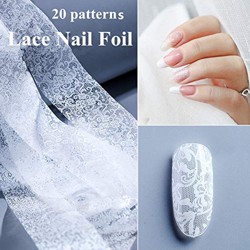 【送料無料】20枚入り 白いレース星空ネイルホイル 転写シート アルミホイールジェルネイル ネイルパーツネイルアート