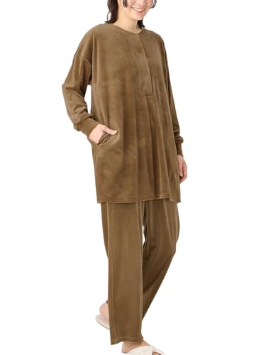 【送料無料】[ANGELIEBE エンジェリーベ] マタニティ パジャマ ソフトコール パンツ 長袖 トップス 上下セット 産前 産後 妊婦 ルームウェア ポケット付き