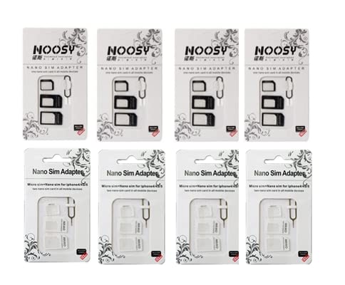 【送料無料】8個セット Nano SIM MicroSIM 変換アダプ (ブラック4個+ホワイト4個)
