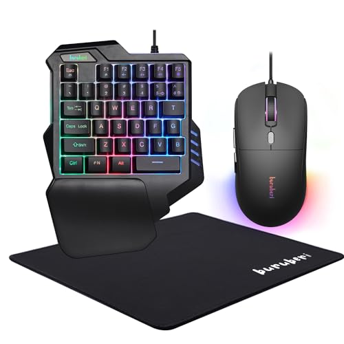 【送料無料】buruberi キーマウ ゲーミングキーボードマウスセット フォートナイト用片手キーボード 3点セット 初心者向け