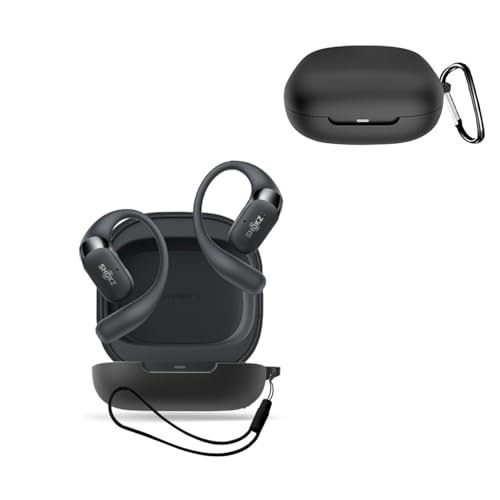 【送料無料】For Shokz Openfit 用 ケース カバー【KONXISA】ワイヤレスイヤホン ケース シリコン素材 着用しやすい 耐衝撃性 防水防塵 ウォッシャブル（カラビナ付き+ストラップ付き ） 装着充電可能 持ち運びがしやすい
