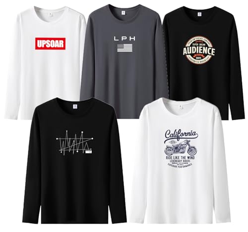 【送料無料】[AYISTELU] Tシャツ メンズ 長袖 5枚組 大きいサイズ おしゃれ メンズ 服 カジュアル ロングスリーブ tシャツ インナーシャツ 綿100 柔らかい 快適