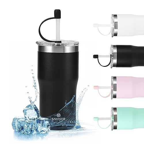 【送料無料】SANTECO タンブラー TROSAシリーズ 真空断熱 蓋付き 保冷 保温 おしゃれ 18/8ステンレススチール BPAフリー 直飲みタイプ 軽量 広口設計 スタッキングできる 500ml ホワイト