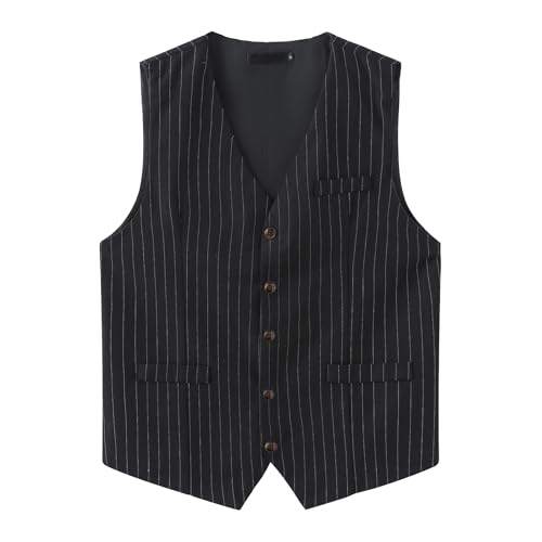 【送料無料】[YUNCLOS] スーツベスト メンズ ジレ ストライプ メンズベストフォーマル ビジネス スーツ Vネック 結婚式 スリム 尾錠付き 紳士 フォーマル 春夏秋冬