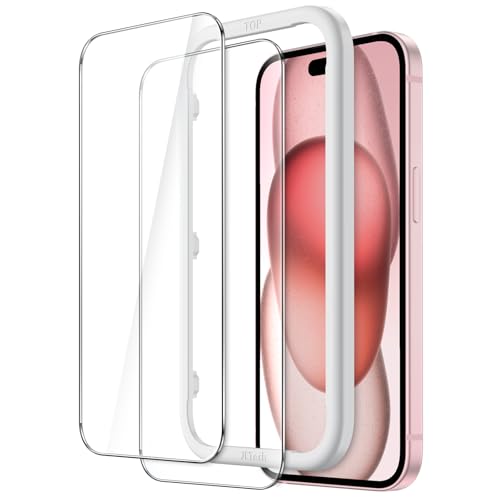 【送料無料】JETech iPhone 用 液晶保護フィルム 強化ガラス製 ガイド枠付き ケースに干渉なし HDクリア