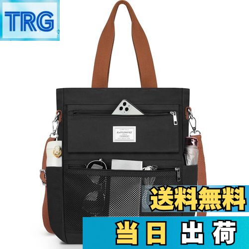 【送料無料】[RAINSMORE] トートバッグ レディース メンズ 大容量 キャンバス 男女兼用 15.6インチ 撥水加工 3色 トートバッグ a4 帆布 ショルダーバッグ ファスナー付き 肩掛け 斜め掛け 色：ブラック、サイズ：長さ約41cm、幅約13cm、高さ約31cm