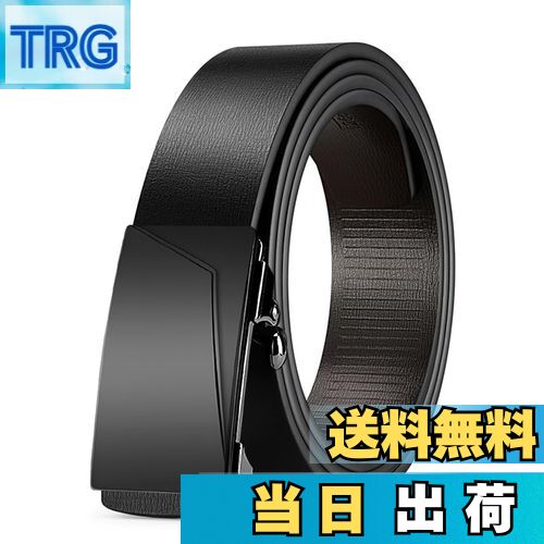 【送料無料】[ZHUYING] ベルト メンズ 本革 穴なし 無段階 オートロック式 プレゼントボックス付きカジュアル ビジネス サイズ調整可能 紳士用ベルト 色：黒の離角、サイズ：110