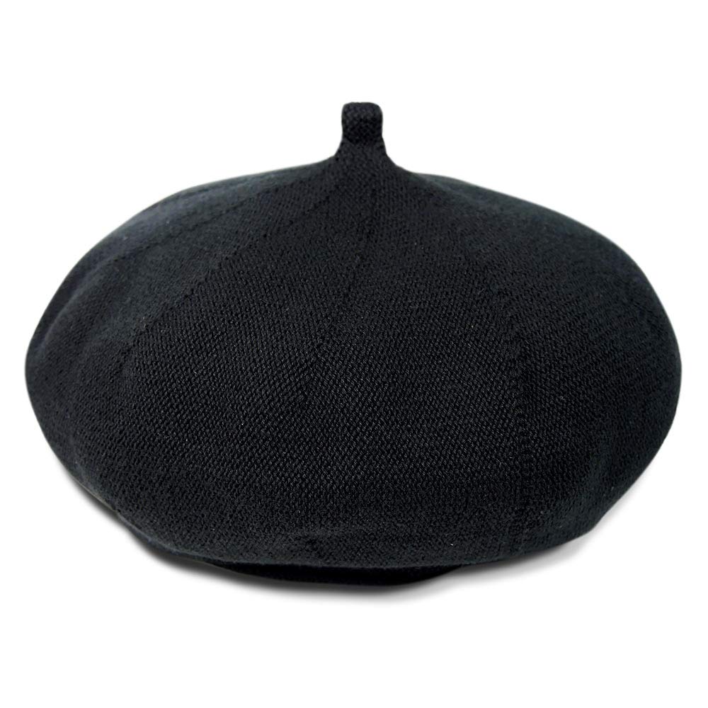 【送料無料】[JIRROUZ] (ジロウズ) コットン ベレー帽 大人 キッズ ベビー(全20色) (3サイズ) サマー カラフル シンプル ニット メンズ レディース 男女兼用 色：ブラック、サイズ：56.0-60.0 cm