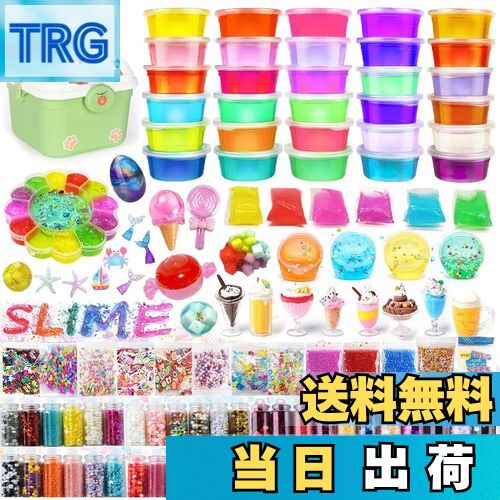 【送料無料】Funk Doggie スライム キット 水晶粘土 37個 DIY ねんど セット おもちゃ 手作りツール 金魚鉢ビーズ 果物切片 カラフルフォーム紙吹雪 粘土遊び りクリスタル粘土 slime