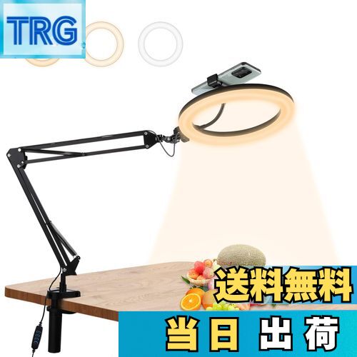【送料無料】PULUZ LEDリングライトアーム式 26cm 俯瞰撮影用ライト スマホスタンド 料理撮影照明ライ..