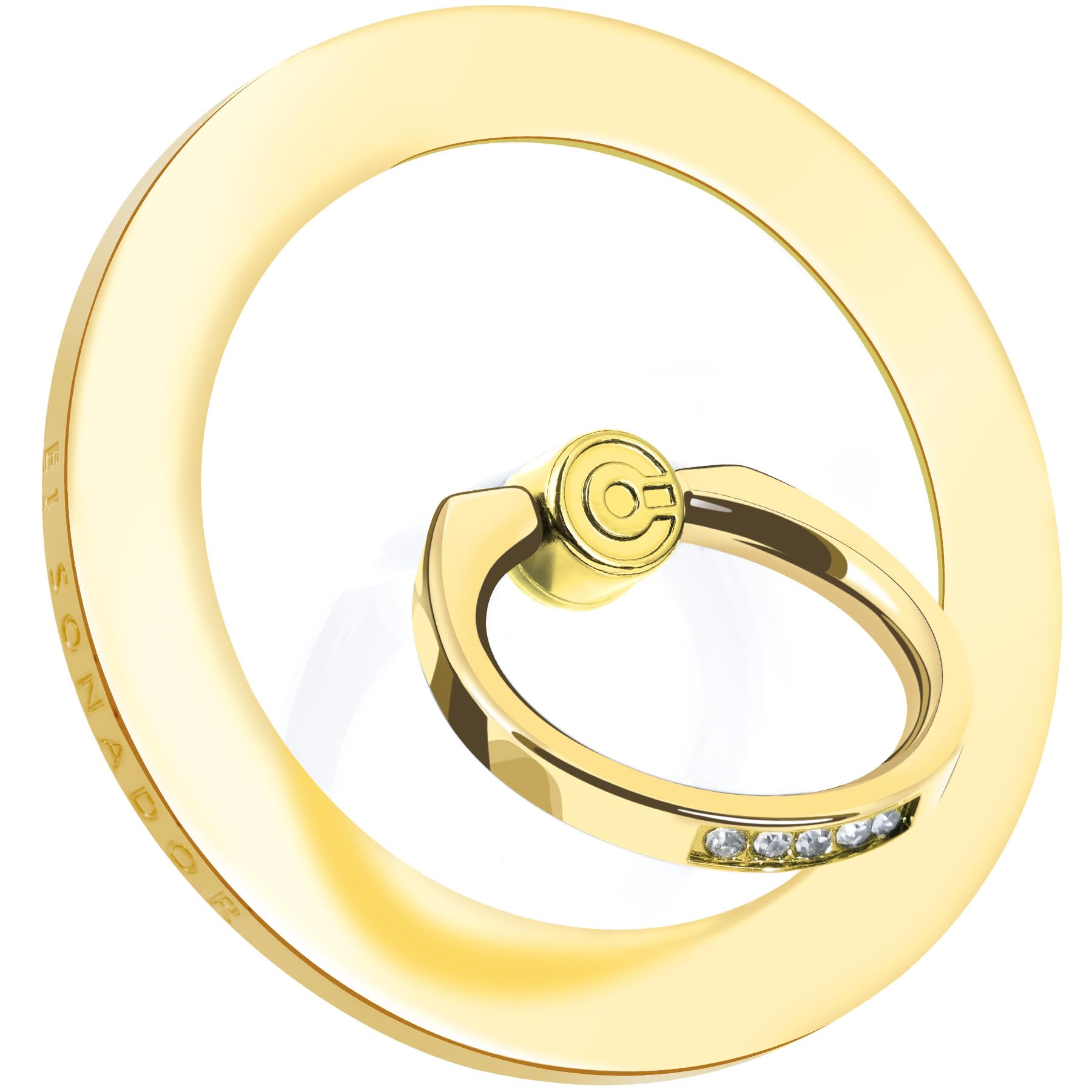 【送料無料】スマホリング EI Sonador マグネット式 MagSafe対応 バンカーリング スマホスタンド機能 超強力 角度調節可能 簡単着脱 薄型 シリーズ専用 アンドロイド全機種対応 (透明と金色)