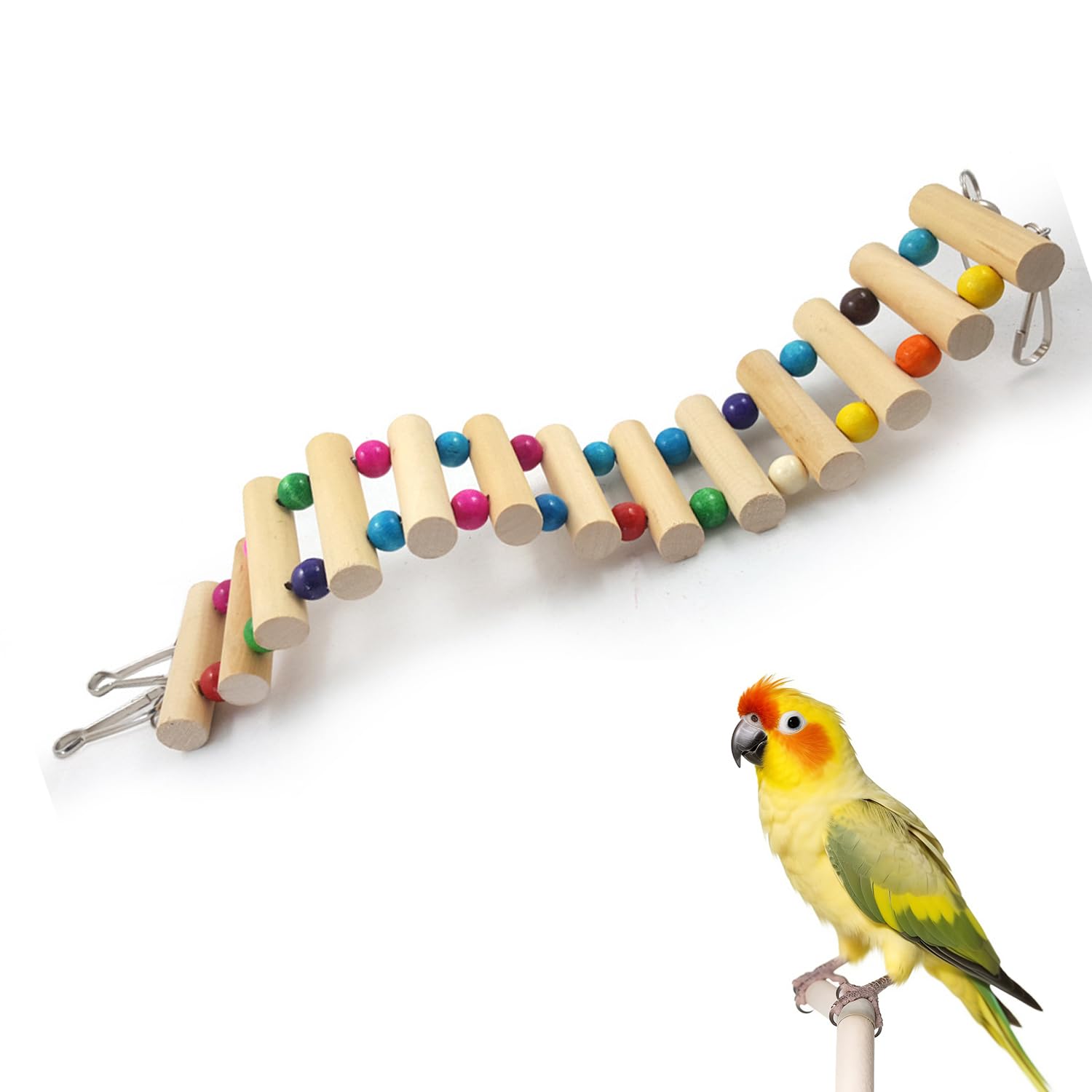 【送料無料】PAVIKE 鳥の止まり木 鳥のおもちゃ オウムの階段おもちゃ 木製はしご階段 鸚鵡スタンド インコ おもちゃ 鳥遊び場 止まり木 ストレス解消 鳥かごの装飾 ケージアクセサリー