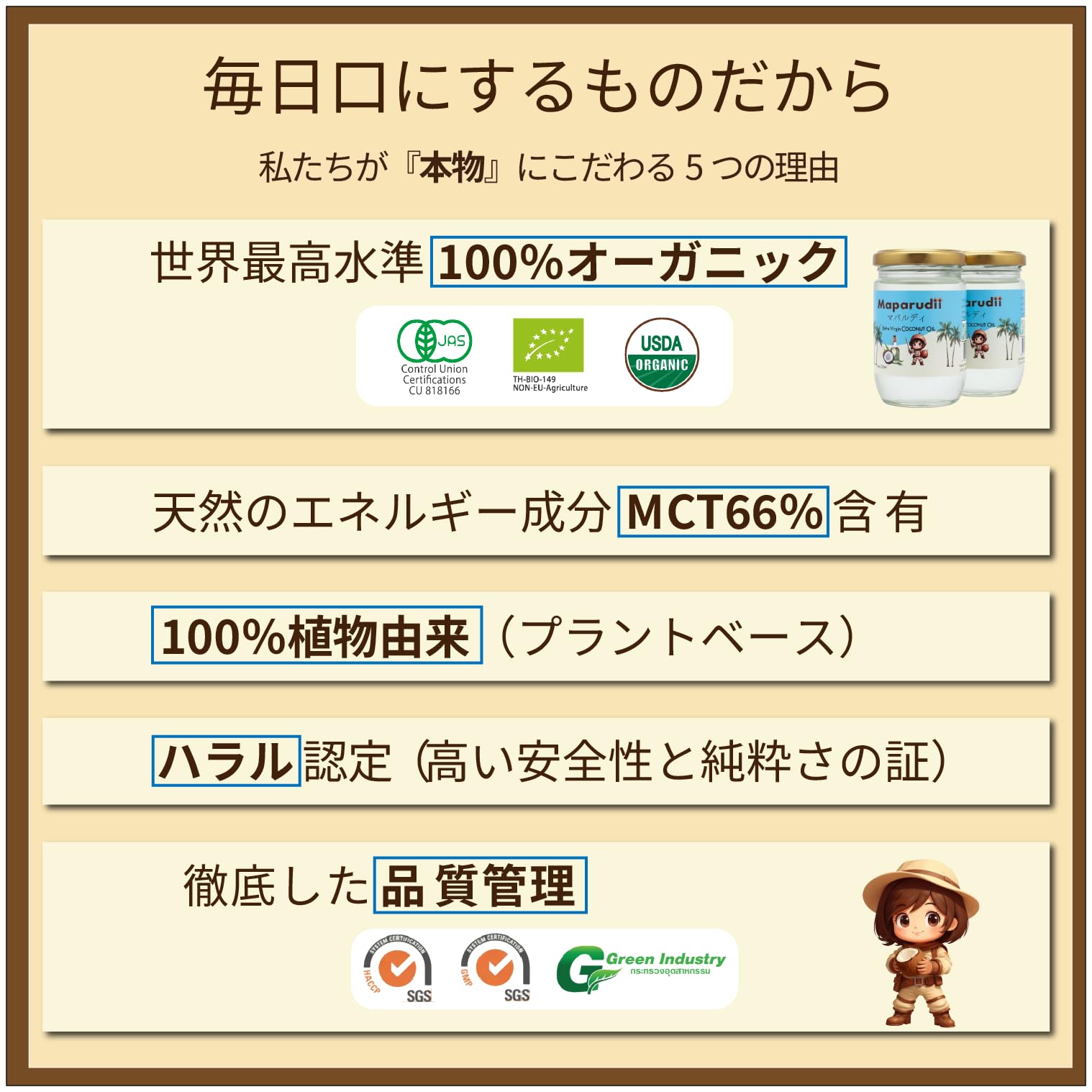 【送料無料】有機JASエクストラバージンココナッツオイル (200ml瓶) オーガニック 天然MCTオイル 66%含有 無化学調味料 無農薬 無添加 無着色 コールドプレス製法 100%植物由来 ハラル 非加熱 中鎖脂肪酸 ラウリン酸 ポリフェノール 抗酸化物質 低温圧搾 ケトジェニック trg-shop-10181955 TRG サンプル画像3