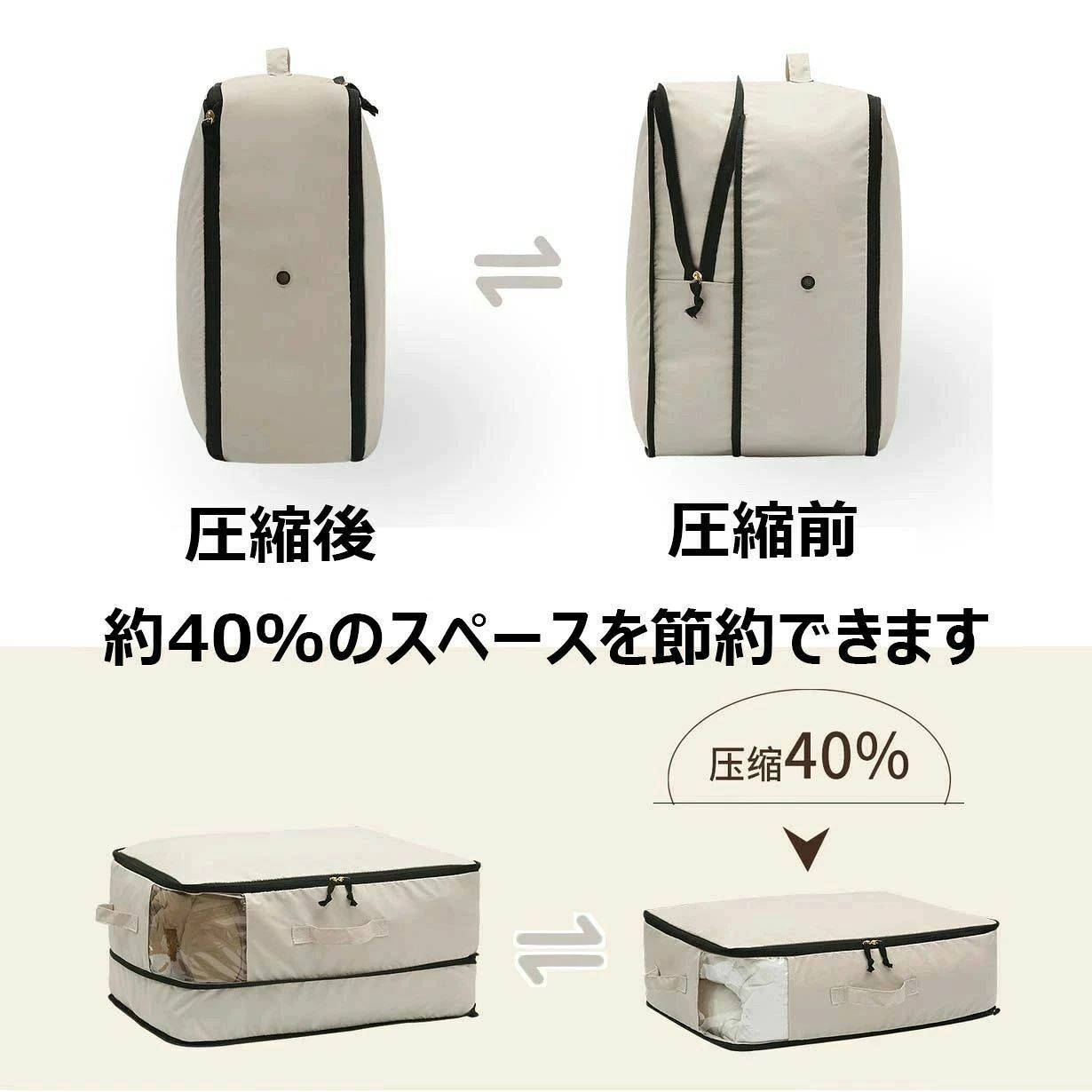 トライアングル777の押入れ収納 ダニ対策 収納袋 折りたたみ 洗える 衣類圧縮袋 節約 持ち手付き 引越し 衣替え 布団 折りたたみ式 防塵 カビ 省スペース 季｜アングル3