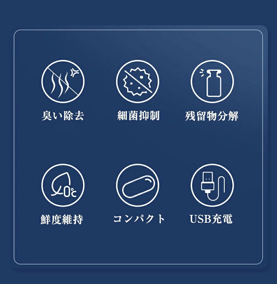 トライアングル777の【コンパクト＆強力！】オゾン発生器 オゾン脱臭機 冷蔵庫 脱臭 脱臭機 家庭用 車用 オゾン消臭 消臭 小型 除菌 オゾン 発生器 オゾン発生 オゾン空気清浄機 小型脱臭機 USB充電式 静音 省エネ 鮮度維持 浄化 抗菌 2階段脱臭モード トイレ クロー｜アングル3