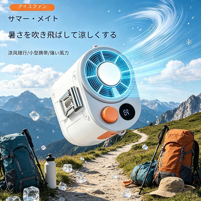 商品情報ABS＋PC＋アルミ合金本体サイズ約53 × 59 × 154mm仕様定格入力：5V／1.2A定格出力：10W風速段階：1〜199段階充電方式：USB Type-C付属品ファン本体、充電ケーブル、ストラップ、取扱説明書バッテリー性能連続使用時間（冷却機能なし）：3,600mAh／約12〜4.3時間連続使用時間（冷却機能あり）：4,000mAh／約3〜1.5時間充電時間：約3〜4時間商品説明daysunnyがお届けするTEC半導体冷却チップ搭載のクリップファンです。一般的な扇風機とは異なり、風そのものをひんやり冷たく送り出します。199段階の風量調節と360度自由回転で、お好みの涼しさをピンポイントに。クリップ式6WAYデザインで、傘、バッグ、ウエスト、デスク、自転車ハンドル、ベビーカーなど様々な場所にワンタッチ装着可能。スマホより小さいコンパクトサイズで、通勤、アウトドア、キャンプ、スポーツ観戦、熱中症対策に最適です。Type-C充電対応。主な特長TEC半導体冷却テクノロジーTEC冷却チップ搭載。風そのものをひんやり冷たく送り出し、暑い日でも快適な涼しさを体感できます。通常のファンとは異なる本格冷却機能。199段階の風量調節そよ風から強風まで、ダイヤル操作で199段階の細かい風量調節が可能。シーンや気温に合わせてお好みの風量をすぐに設定できます。クリップ式6WAYデザイン傘、バッグ、ウエスト、デスク、自転車ハンドル、ベビーカーなど、あらゆる場所にワンタッチで装着可能。両手が自由になり、通勤アウトドアスポーツ観戦に大活躍。360度自由回転ファンヘッドが360度回転し、風向きをお好みの角度に調節可能。狙った場所にピンポイントで涼しい風を届けます。スマホより小さいコンパクト設計手のひらサイズで持ち運びラクラク。洗練されたミニマルデザインで、どこでもスマートにお使いいただけます。USB Type-C充電対応Type-C充電で、モバイルバッテリーからも手軽に給電可能。お出かけ先でもバッテリー切れの心配を軽減します。おすすめ用途通勤通学（電車内徒歩）、ベビーカー装着（赤ちゃんの暑さ対策）、自転車サイクリング、デスクワーク在宅勤務、キャンプバーベキュー、スポーツ観戦野外フェス、ウエストクリップで両手を自由に、傘に取り付けて日陰を作りながら冷却こんな方におすすめ暑い夏の通勤通学がつらい方、ベビーカーの子供を暑さから守りたい方、野外イベントやスポーツ観戦が多い方、コンパクトで多用途なファンを探している方、半導体冷却の本格冷感を体験したい方【2026最新モデル】腰掛け扇風機 クリップファン 扇風機 半導体冷却プレート付き LEDディスプレイ 199段階風量調整可能 130°広角送風 USB充電式 日傘兼用クリップ 強力 静音 熱中症対策 ベビーカー デスクワーク 在宅勤務 アウトドア 爆買い対象 2026最新モデル！ 1秒冷感 暑さ対策の新定番 空調ファン モバイルバッテリー 急速充電対応 LCD表示 懐中電灯付き クリップ付き 大容量 観戦 倉庫作業 オフィス 旅行 通勤 通学 5