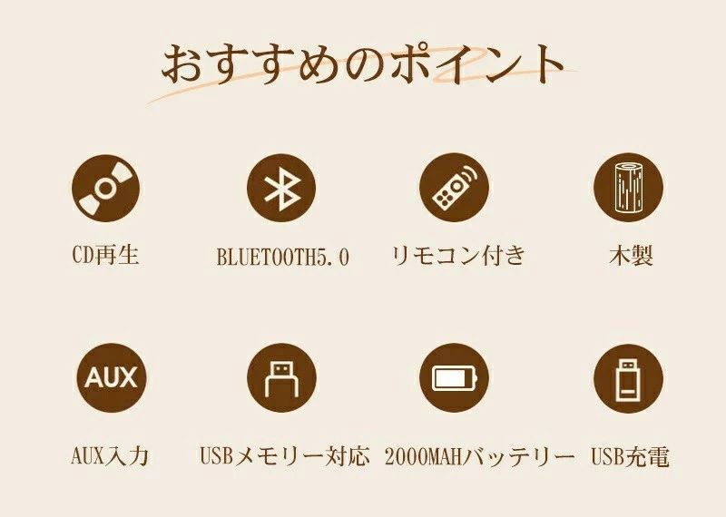 FM CDプレーヤー スピーカー Bluetooth5.0 USB 多機能 レコードプレーヤー型 ボータブル 防塵透明カバー付き 卓上 コンパクト CD triangle777-10014292 トライアングル777 サンプル画像3