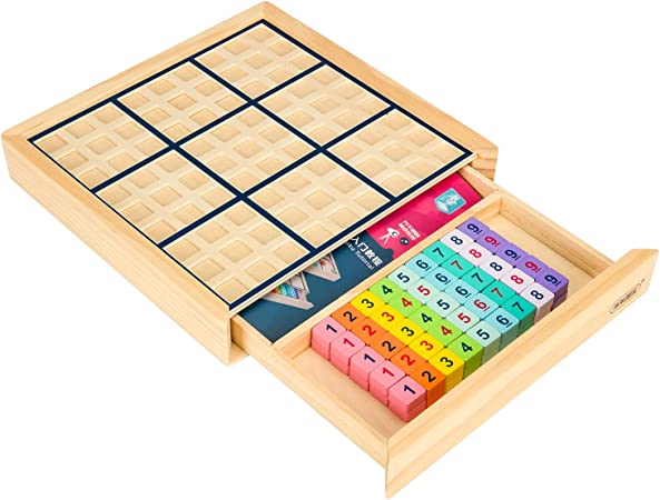 卓上 おもちゃ 引き出し付きボードゲーム 教育 ゲーム ナンプレ (カラフル) 数学脳ティーザー ナンバープレース数独 トレイン 論