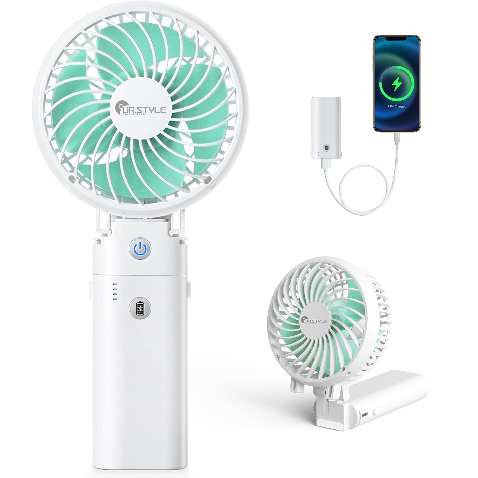 色:ブラック電動ファンのデザイン:ウィンドウファン電源:パワーバンク機能35h超長駆動時間スタイル:カジュアル商品の寸法:8.2奥行き x 10.8幅 x 12高さ cm部屋タイプ:ホームオフィス商品の推奨用途:換気騒音レベル:20 dB取り付けタイプ 手持ち:コントローラーの種類 ボタンコントロール:取り付けタイプ 手持ち:コントローラーの種類 ボタンコントロール材質 プラスチック:速度数 6:材質 プラスチック:速度数 6メーカー:?ウルハーバースタイル型番:?UR3109梱包サイズ:?12.1 x 10.9 x 8.3 cm素材:?プラスチック色:?ブラックワット数(W):?19.24 Watt-hoursその他 機能:?5in1機能搭載、20DB静音、 5200mAh大容量バッテリー、 6段階風量調節、 自然風モード、35時間連続作動可能、ブラシレスDCモーター、手持ち＆卓上＆クリップ＆首掛け変換、Type-C入力ポート、3D曲面の流線形デザイン電源:?パワーバンク機能35h超長駆動時間電圧(V):?5刃の数:?4騒音レベル:?20 dB電池種別:?リチウムイオンリチウム電池パック:?電池内蔵梱包重量:?0.33 キログラム電池使用:?はい電池付属:?はいお手入れ:?カバーを取り外し拭えるメーカー保証:?弊社の商品はご購入日より12ヶ月間の国内安心保証をつけます。万が一、不具合がございましたらぜひご注文番号より店舗カスタマーサポートまでお気軽にお問い合わせください。ブランド名:?ウルハーバースタイル商品重量:?250 グラムASIN:B09R4LVLJ7? ?【モバイルバッテリーにも変身可能＆5200mAh電池内蔵＆最大35時間動作】????ハンディファンとモバイルバッテリー両方の機能を1台でコンパクトに持ち歩くことが可能！ファンと分離することで5200mAhの大容量モバイルバッテリーとして使用できます。?? USB充電式ハンディファンがいらない季節でもファンを外して持ち歩けば、小型モバイルバッテリーとして使用できます。??スマホのバッテリーが亡くなりそうなとき大活躍します。ハンディファン部分はUSBポートの電源に接続でき、涼しい風をお楽しみいただけます。??強力ハンディファンは5200mAhのバッテリーを内蔵し、フル充電時で最大約35時間の連続動作が可能です。【電力残量一目瞭然】電源表示のランプがハンディファンの正面にある、電源の残量が一目で分かりやすい！? ?【2025改良版】【20dB超静音&amp;革新二代DCブラシレスモーター&amp;寿命80％アップ】??当店のハンディファンが革新技術10万回転のブラシレスモーターを採用する事より、市販のブラシレスモータと比べて、耐久性が高く長持ち、ハイパワー、静かで低ノイズな動作音といった優れた特徴を持っています。??さらに摩擦を大幅に低減し、発熱を減らし、モーターの耐久性を向上させ、効率を高め、バッテリーの寿命を従来品より80％以上延ばします。??20dBと静音設計になっており、音が気になりません。勉強や仕事中にも涼しい風を感じしながら高効率で完成できます。? ?【大風量 &amp; ターボ設計四枚羽根 &amp; 3D曲面の流線形デザイン】??弊社のハンディファンの幅が10cmに大きくなり、普通の6cm幅ファンと比べて、風の当たる範囲が広くなるだけでなく、風が強くなります。??当社の静音ハンディファンは、市場の他製品と違い、4枚のターボ設計羽根と3D曲面の流線形デザインの外カバーを採用し、静音性と大風量を実現しました。??3d曲面デザインで隙間がもっと小さくて髪の巻き込みを防止できるハンディファンです。髪が長い方もおすすめです。??ハンディファンの重さはただ250gで、長時間かけても、疲れが感じません。バッグに入れて持ち運び便利！? ?【1台5役手持ち扇風機＆6段階風力調節可能＆180°風向き調整可能】??リズム風最低速低速中速高速最高速の6つのモードを搭載。お好みに合わせて5段階の風量調節ができます。1段階は超静音の自然風で職場や図書館でも快適に過ごせる。6段階は強風モード（最大回転数3600RPM）でパワフル送風し、涼しくなります。??使用中、どの段階でもスイッチボタンを2秒間長押しすると、電源が切れます。??携帯扇風機は手持ち扇風機卓上クリップ首掛け扇風機とモバイルバッテリーとの5タイプ機能を同時に備え、5in1なモデルが来年の夏でもあなたの好み味方です。ハンディファン本体にストラップ取り付け穴を備え、付属のストラップと併用すると首掛け扇風機として使え、両手が解放するため、長時間使っても疲れにくく、作業中やスポーツなどの場合に勧めします。??ハンディファンは180°折りたたみ式のデザインで事務所やお家の机に置いて卓上ファンとなります。? ?【安全性と品質を第一＆24ヶ月安心保証】【PSE認証済み】??ハンディファンは爆発などのリスクを回避するために長い間テストを行い、PCB回路の安全設計で、独立なリチウム電池を採用し、過充電過放電短路を回避し、耐用年数を延長させます。お客様に安心してご利用いただけます。????【多場面適用】キャンプ、アウトドア、BBQ、スポーツ観戦、散歩、山登り、サイクリング、遠足、お祭り、花火大会、通勤?通学屋内屋外通勤などあらゆる場面で活用いただけます。 ??ウルハーバースタイルハンディファンは暑さ対策グッズ&amp;熱中症対策&amp;冷却グッズ&amp;夏の外出に必携品になります！【2025モデル5in1機能搭載20dB静音5200mAh】 ハンディファン 充電式手持ち扇風機ビデオでは使用中の商品を紹介しています。このビデオでは、商品セットアップの手順を説明します。このビデオでは、複数の商品を比較しています。ビデオは商品が開梱されているところを表示しています。ご注意：一段階は自然風で、間欠的に送風ですが、不良ではございません。【2025年最新版】 静音型手持ち扇風機が長押ししてオンになるようにアップグレードされました！バッグの中での誤作動を防ぎます！当該手持ち扇風機は今年自主開発モデル、曲面デザインを採用し、ブラシレスモータを搭載してより良い集音効果を実現します。更に5200mAhのバッテリーを内蔵し、最 大35時間の航続を実現しています。充電の心配もなく、分離式の設計で、モバイル電源としても使えます。ビデオでは使用中の商品を紹介しています。このビデオでは、商品セットアップの手順を説明します。このビデオでは、複数の商品を比較しています。ビデオは商品が開梱されているところを表示しています。圧倒的な風力の秘密は、本体に内蔵されているモータにあります。なんとドローンに使われている強力なブラシレスモータを採用していて、まるでドライヤーを使っているかのようなブンブンとパワフルな風で夏の暑さを吹き飛ばしてくれます。また、ファン部分は空気力学3d曲面デザインに基づいた設計で、送り出す風が分散しないのも特長です。暑さで火照った顔や首にピンポイントで風を当てることができます。色:ブラック電動ファンのデザイン:ウィンドウファン電源:パワーバンク機能35h超長駆動時間スタイル:カジュアル商品の寸法:8.2奥行き x 10.8幅 x 12高さ cm部屋タイプ:ホームオフィス商品の推奨用途:換気騒音レベル:20 dB取り付けタイプ 手持ち:コントローラーの種類 ボタンコントロール:取り付けタイプ 手持ち:コントローラーの種類 ボタンコントロール材質 プラスチック:速度数 6:材質 プラスチック:速度数 6メーカー:?ウルハーバースタイル型番:?UR3109梱包サイズ:?12.1 x 10.9 x 8.3 cm素材:?プラスチック色:?ブラックワット数(W):?19.24 Watt-hoursその他 機能:?5in1機能搭載、20DB静音、 5200mAh大容量バッテリー、 6段階風量調節、 自然風モード、35時間連続作動可能、ブラシレスDCモーター、手持ち＆卓上＆クリップ＆首掛け変換、Type-C入力ポート、3D曲面の流線形デザイン電源:?パワーバンク機能35h超長駆動時間電圧(V):?5刃の数:?4騒音レベル:?20 dB電池種別:?リチウムイオンリチウム電池パック:?電池内蔵梱包重量:?0.33 キログラム電池使用:?はい電池付属:?はいお手入れ:?カバーを取り外し拭えるメーカー保証:?弊社の商品はご購入日より12ヶ月間の国内安心保証をつけます。万が一、不具合がございましたらぜひご注文番号より店舗カスタマーサポートまでお気軽にお問い合わせください。ブランド名:?ウルハーバースタイル商品重量:?250 グラムASIN:B09R4LVLJ7? ?【モバイルバッテリーにも変身可能＆5200mAh電池内蔵＆最大35時間動作】????ハンディファンとモバイルバッテリー両方の機能を1台でコンパクトに持ち歩くことが可能！ファンと分離することで5200mAhの大容量モバイルバッテリーとして使用できます。?? USB充電式ハンディファンがいらない季節でもファンを外して持ち歩けば、小型モバイルバッテリーとして使用できます。??スマホのバッテリーが亡くなりそうなとき大活躍します。ハンディファン部分はUSBポートの電源に接続でき、涼しい風をお楽しみいただけます。??強力ハンディファンは5200mAhのバッテリーを内蔵し、フル充電時で最大約35時間の連続動作が可能です。【電力残量一目瞭然】電源表示のランプがハンディファンの正面にある、電源の残量が一目で分かりやすい！? ?【2025改良版】【20dB超静音&amp;革新二代DCブラシレスモーター&amp;寿命80％アップ】??当店のハンディファンが革新技術10万回転のブラシレスモーターを採用する事より、市販のブラシレスモータと比べて、耐久性が高く長持ち、ハイパワー、静かで低ノイズな動作音といった優れた特徴を持っています。??さらに摩擦を大幅に低減し、発熱を減らし、モーターの耐久性を向上させ、効率を高め、バッテリーの寿命を従来品より80％以上延ばします。??20dBと静音設計になっており、音が気になりません。勉強や仕事中にも涼しい風を感じしながら高効率で完成できます。? ?【大風量 &amp; ターボ設計四枚羽根 &amp; 3D曲面の流線形デザイン】??弊社のハンディファンの幅が10cmに大きくなり、普通の6cm幅ファンと比べて、風の当たる範囲が広くなるだけでなく、風が強くなります。??当社の静音ハンディファンは、市場の他製品と違い、4枚のターボ設計羽根と3D曲面の流線形デザインの外カバーを採用し、静音性と大風量を実現しました。??3d曲面デザインで隙間がもっと小さくて髪の巻き込みを防止できるハンディファンです。髪が長い方もおすすめです。??ハンディファンの重さはただ250gで、長時間かけても、疲れが感じません。バッグに入れて持ち運び便利！? ?【1台5役手持ち扇風機＆6段階風力調節可能＆180°風向き調整可能】??リズム風最低速低速中速高速最高速の6つのモードを搭載。お好みに合わせて5段階の風量調節ができます。1段階は超静音の自然風で職場や図書館でも快適に過ごせる。6段階は強風モード（最大回転数3600RPM）でパワフル送風し、涼しくなります。??使用中、どの段階でもスイッチボタンを2秒間長押しすると、電源が切れます。??携帯扇風機は手持ち扇風機卓上クリップ首掛け扇風機とモバイルバッテリーとの5タイプ機能を同時に備え、5in1なモデルが来年の夏でもあなたの好み味方です。ハンディファン本体にストラップ取り付け穴を備え、付属のストラップと併用すると首掛け扇風機として使え、両手が解放するため、長時間使っても疲れにくく、作業中やスポーツなどの場合に勧めします。??ハンディファンは180°折りたたみ式のデザインで事務所やお家の机に置いて卓上ファンとなります。? ?【安全性と品質を第一＆24ヶ月安心保証】【PSE認証済み】??ハンディファンは爆発などのリスクを回避するために長い間テストを行い、PCB回路の安全設計で、独立なリチウム電池を採用し、過充電過放電短路を回避し、耐用年数を延長させます。お客様に安心してご利用いただけます。????【多場面適用】キャンプ、アウトドア、BBQ、スポーツ観戦、散歩、山登り、サイクリング、遠足、お祭り、花火大会、通勤?通学屋内屋外通勤などあらゆる場面で活用いただけます。 ??ウルハーバースタイルハンディファンは暑さ対策グッズ&amp;熱中症対策&amp;冷却グッズ&amp;夏の外出に必携品になります！【2025モデル5in1機能搭載20dB静音5200mAh】 ハンディファン 充電式手持ち扇風機ビデオでは使用中の商品を紹介しています。このビデオでは、商品セットアップの手順を説明します。このビデオでは、複数の商品を比較しています。ビデオは商品が開梱されているところを表示しています。ご注意：一段階は自然風で、間欠的に送風ですが、不良ではございません。【2025年最新版】 静音型手持ち扇風機が長押ししてオンになるようにアップグレードされました！バッグの中での誤作動を防ぎます！当該手持ち扇風機は今年自主開発モデル、曲面デザインを採用し、ブラシレスモータを搭載してより良い集音効果を実現します。更に5200mAhのバッテリーを内蔵し、最 大35時間の航続を実現しています。充電の心配もなく、分離式の設計で、モバイル電源としても使えます。ビデオでは使用中の商品を紹介しています。このビデオでは、商品セットアップの手順を説明します。このビデオでは、複数の商品を比較しています。ビデオは商品が開梱されているところを表示しています。圧倒的な風力の秘密は、本体に内蔵されているモータにあります。なんとドローンに使われている強力なブラシレスモータを採用していて、まるでドライヤーを使っているかのようなブンブンとパワフルな風で夏の暑さを吹き飛ばしてくれます。また、ファン部分は空気力学3d曲面デザインに基づいた設計で、送り出す風が分散しないのも特長です。暑さで火照った顔や首にピンポイントで風を当てることができます。