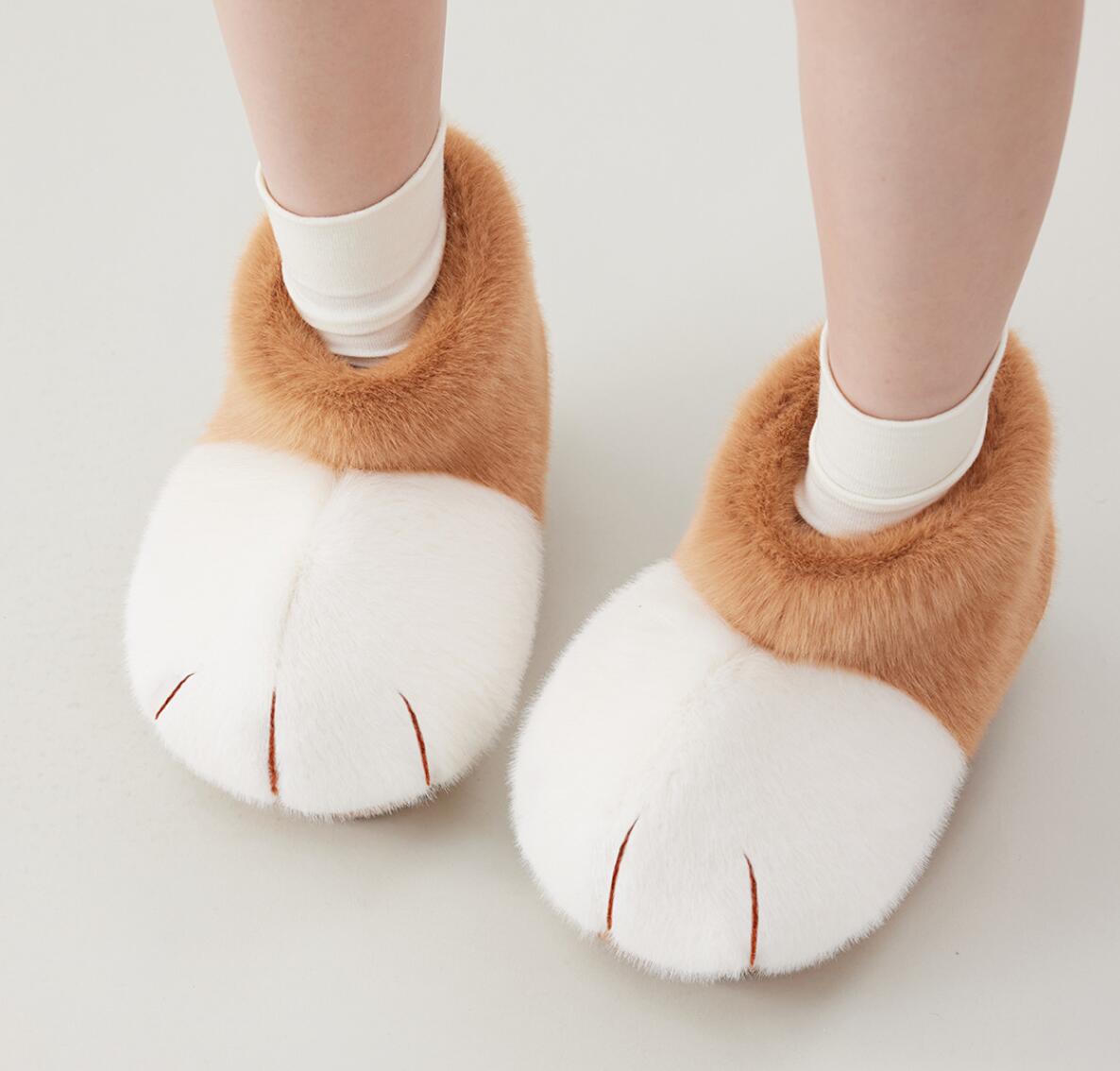 防寒 EVAソール もこもこ 裏起毛 メンズ 親子お揃い キッズ 滑りにくい 猫の肉球スリッパ 室内履き あったか ルームシューズ レ triangle777-10019241 トライアングル777 サンプル画像2