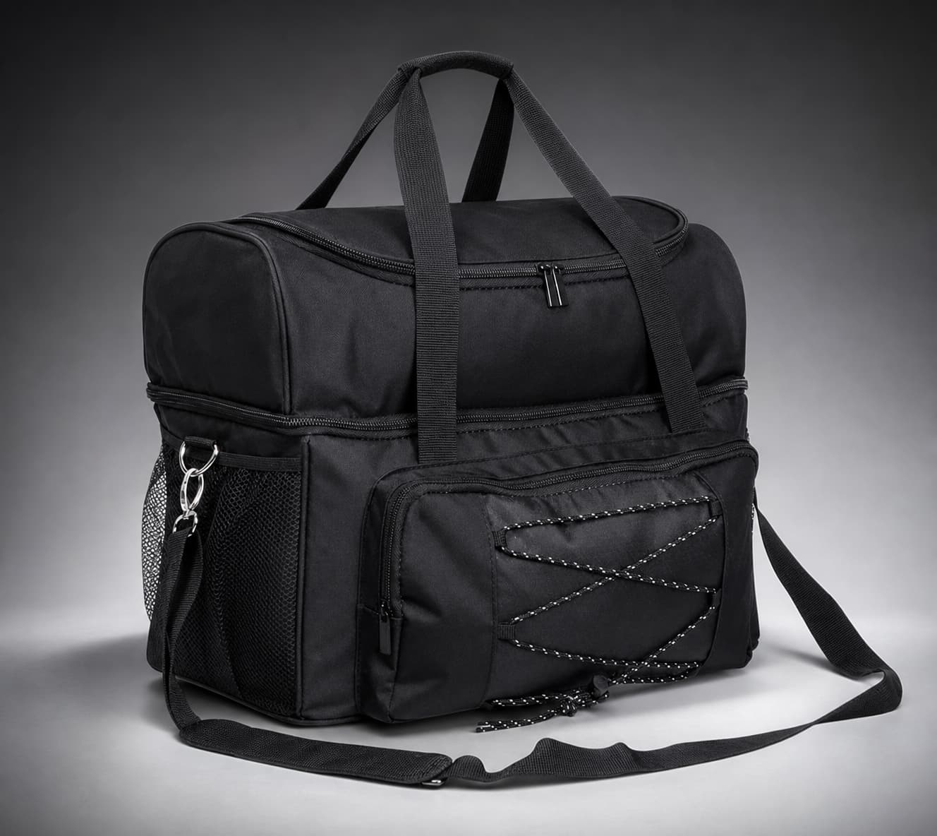 ボウリングトートバッグ、ポリエステル繊維ボウリング必需品トート、パッド入りディバイダー付きショルダーストラップボウリングバッグ、ボール2個用のジッパー付きボウリングボールホルダー triangle777-10020488 トライアングル777 パッケージ画像