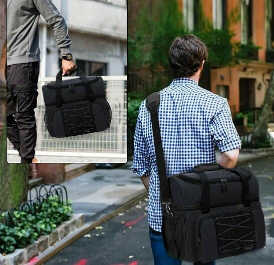 ボウリングトートバッグ、ポリエステル繊維ボウリング必需品トート、パッド入りディバイダー付きショルダーストラップボウリングバッグ、ボール2個用のジッパー付きボウリングボールホルダー triangle777-10020488 トライアングル777 サンプル画像2