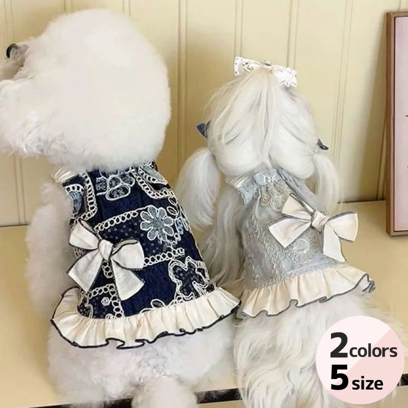犬服 猫服 いぬ服 ねこ服ワンピース 小型犬用 中型犬用 リボン付き パッチワーク風 デニム風 夏服 通気性 涼しい おしゃれ かわいい ペット服 レース装飾 チェック柄 可愛い 女の子 ドッグウェア ペットウェア お散歩 お出かけ 着脱簡単 軽量 快適 XS〜XL対応
