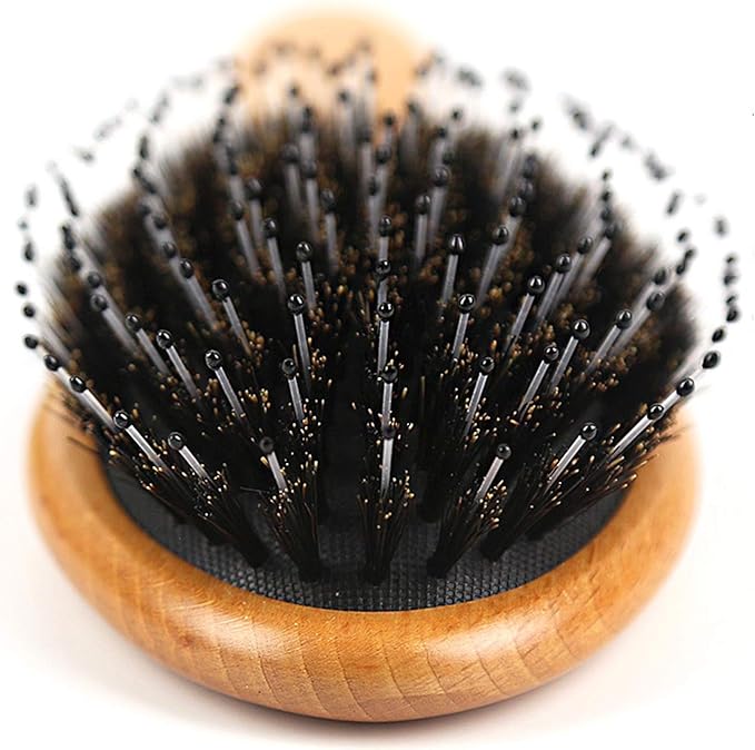ヘッドスパブラシ 豚毛 ヘアブラシ ヘアブラシ頭皮マッサージ木製櫛ブラシ 魔法の...