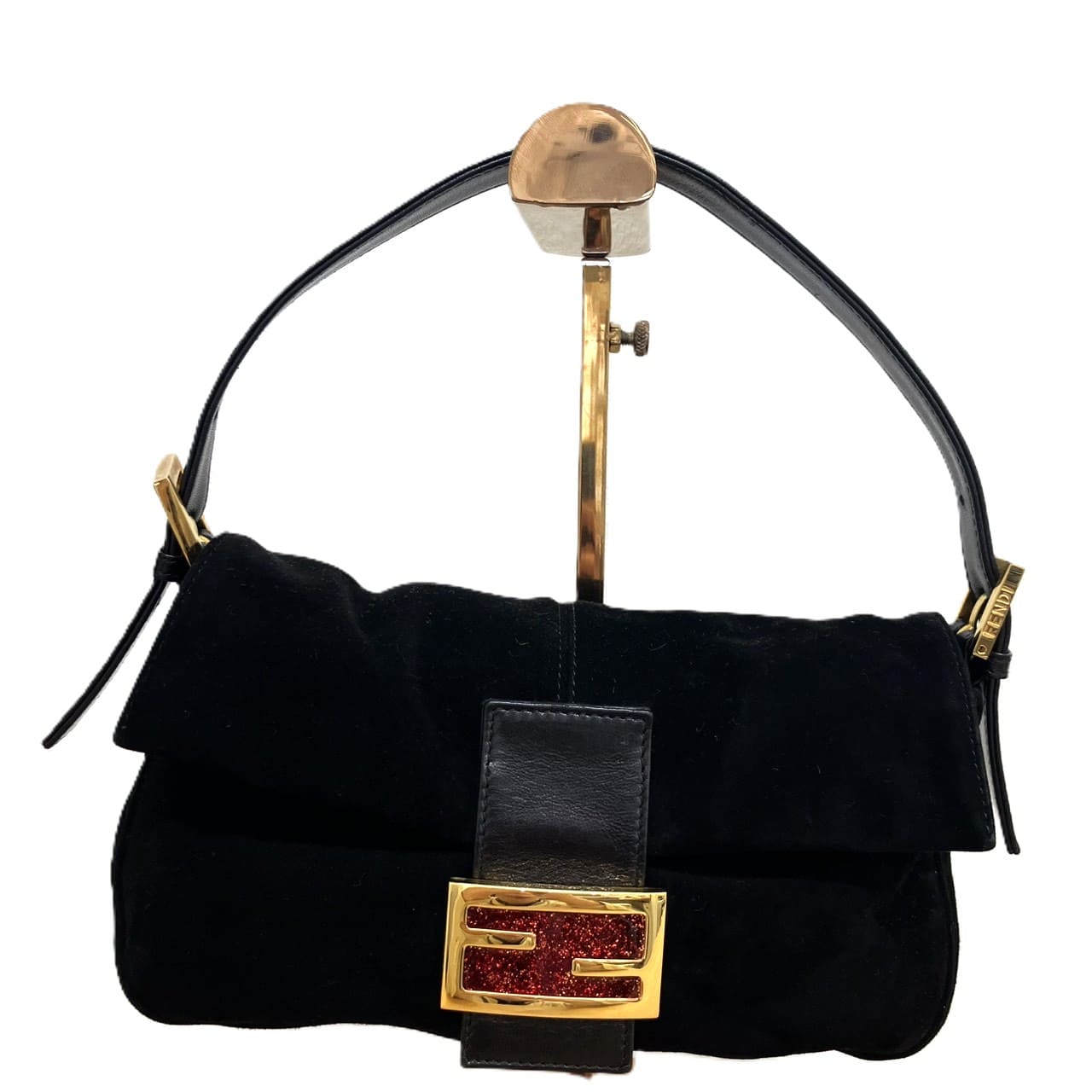 乐天商城 - FENDI フェンディ 26424 マンマバケット スエード ショルダーバッグ ブラック
