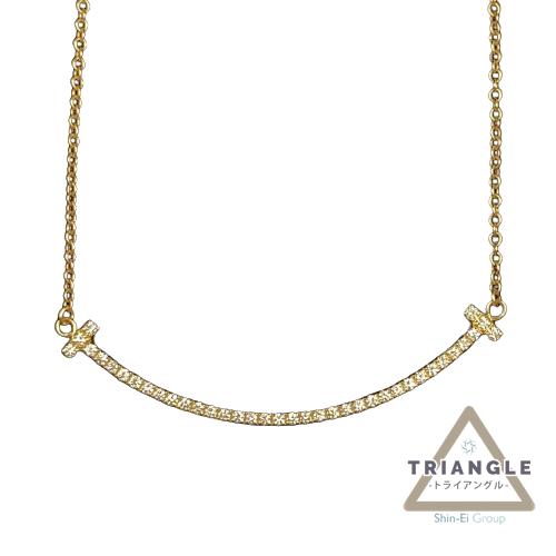 Tiffany＆Co.　ティファニー　Tスマイル　スモールサイズ　ダイヤモンド　ネックレス　K18　750