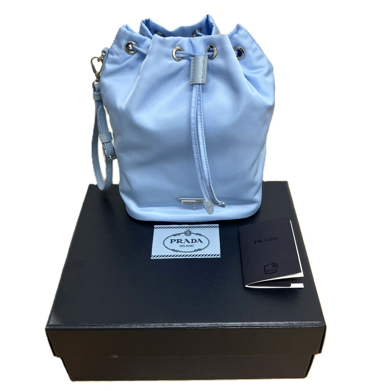 PRADA プラダ 1NS369 Re-Nylon トライアングルロゴ ポーチ ライトブルー