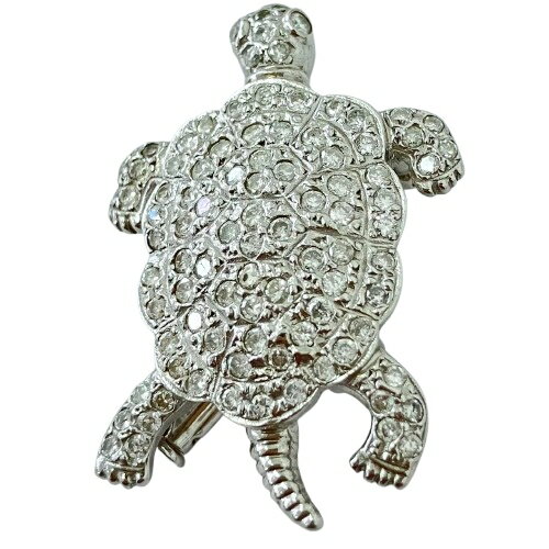 亀ブローチ ネックレストップ K18WG/K14WG ブローチ 7.19g ダイヤ1.10ct ペンダントトップ 2