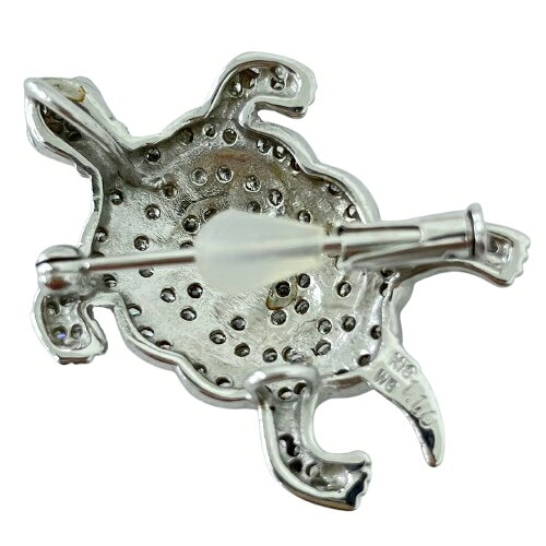 亀ブローチ ネックレストップ K18WG/K14WG ブローチ 7.19g ダイヤ1.10ct ペンダントトップ 3