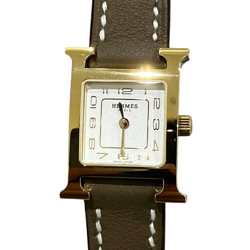 HERMES エルメス Hウォッチ HH1.101 腕時計　ミニHウォッチ 革ベルト ベージュ
