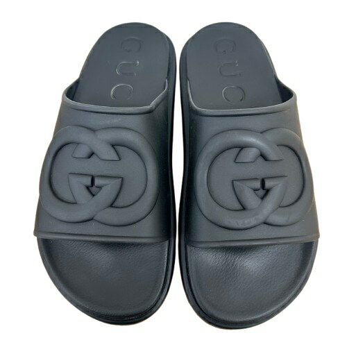 乐天商城 - GUCCI グッチ インターロッキングG ラバー GGロゴ 692380 サンダル ブラック メンズ 10 29.0cm
