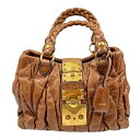 MIUMIU ミュウミュウ ハンドバッグ 2WAY ショルダーバッグ レザー ブラウン