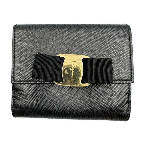 乐天商城 - FERRAGAMO　フェラガモ ヴァラ　折り財布 ブラック リボン