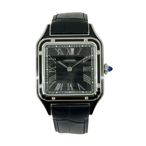 Cartier カルティエ サントス デュモン WSSA0046 手巻き 腕時計 レザーベルト 革 黒文字盤