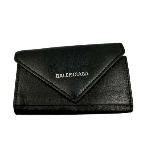 BALENCIAGA バレンシアガ　ペーパー キーケース　ブラック レザー