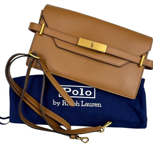 RALPH LAUREN - POLO ポロ ID ショルダーバッグ ライトブラウン レザー