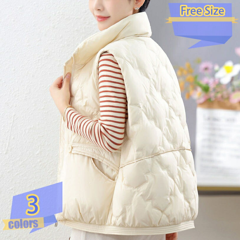 ダウンベスト ダウンコート ショート丈 レディース アウター ゆったり 厚手 おしゃれ 大きいサイズ ハイネック ポケット付き ふんわり ジッパー 防寒着 ブルゾン 冬 デート 通勤 学生 イベント 着痩せ 動きやすい きれいめ tribal-shop