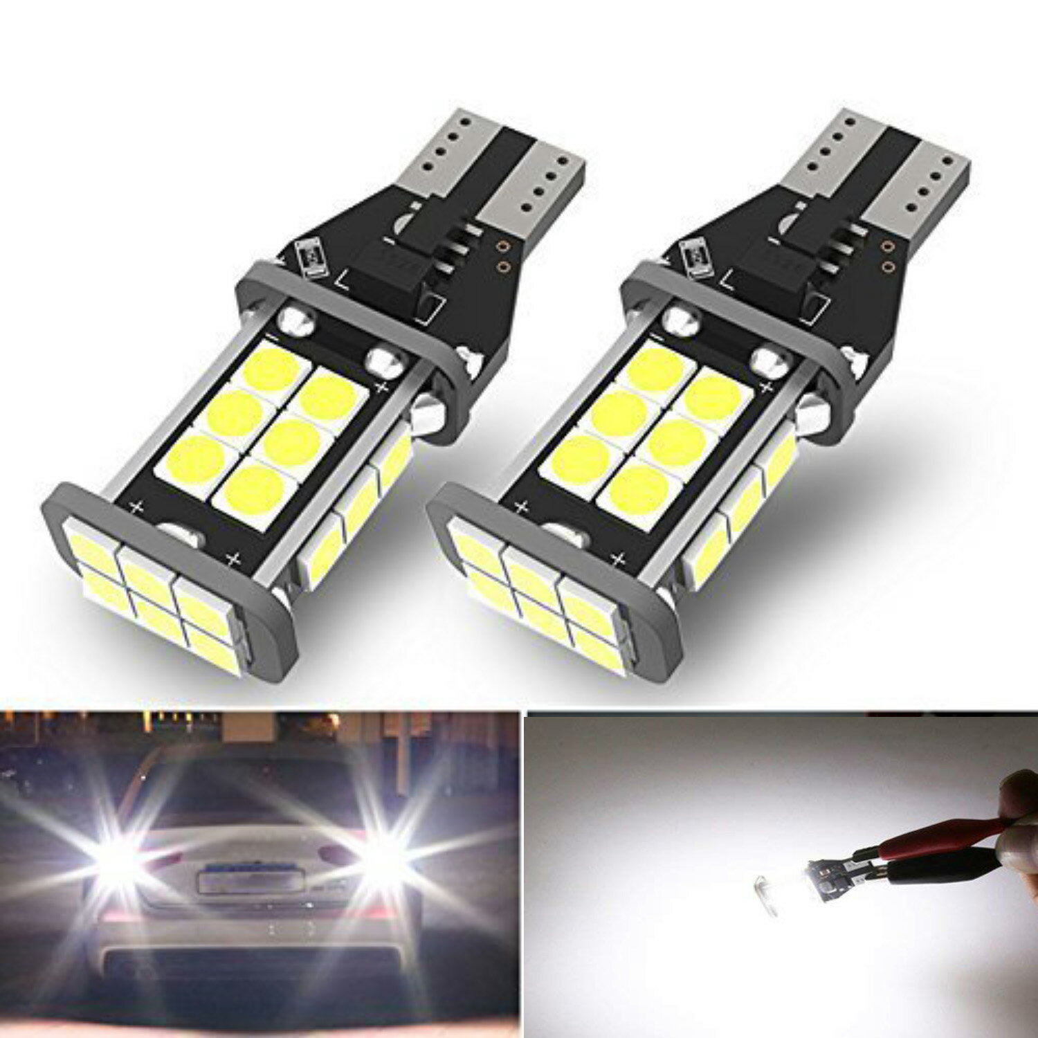 T16 LED バックランプ 爆光 1200LM高輝度 無極性 キャンセラー内蔵 CANBUS 24連3030 SMD LED バックアップ 後退灯 70…