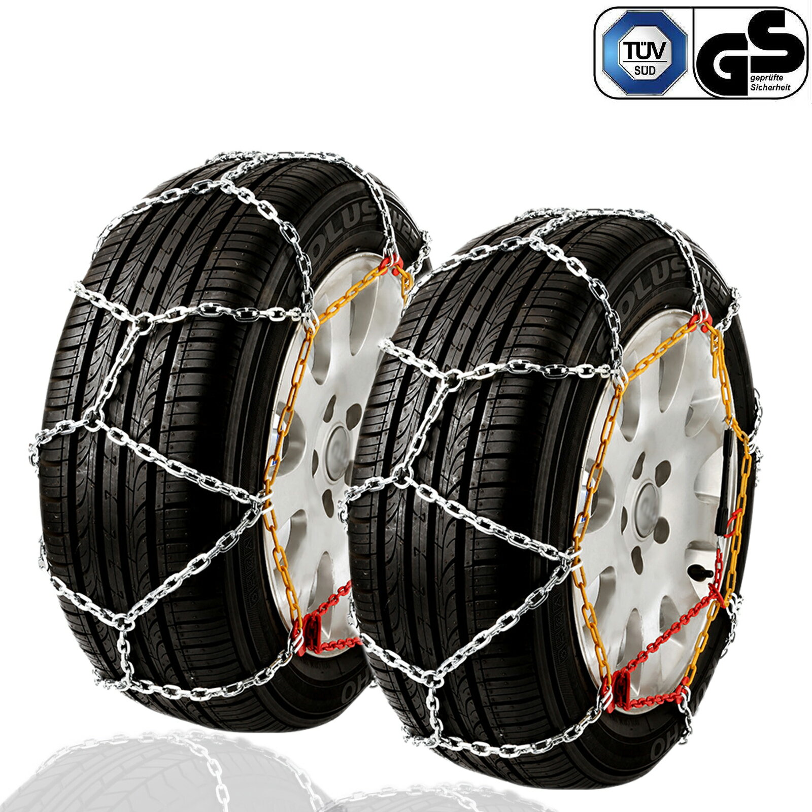 KIYOYO タイヤチェーン 165/80R13 175/65R14 185/60R14 165/65R15 165/60R15 等 高性能金属製 亀甲型 9mm ジャッキアップ不要 取付簡単 女性でも取付け可能 TUV/GS規格認証 収納ケース付き kn50