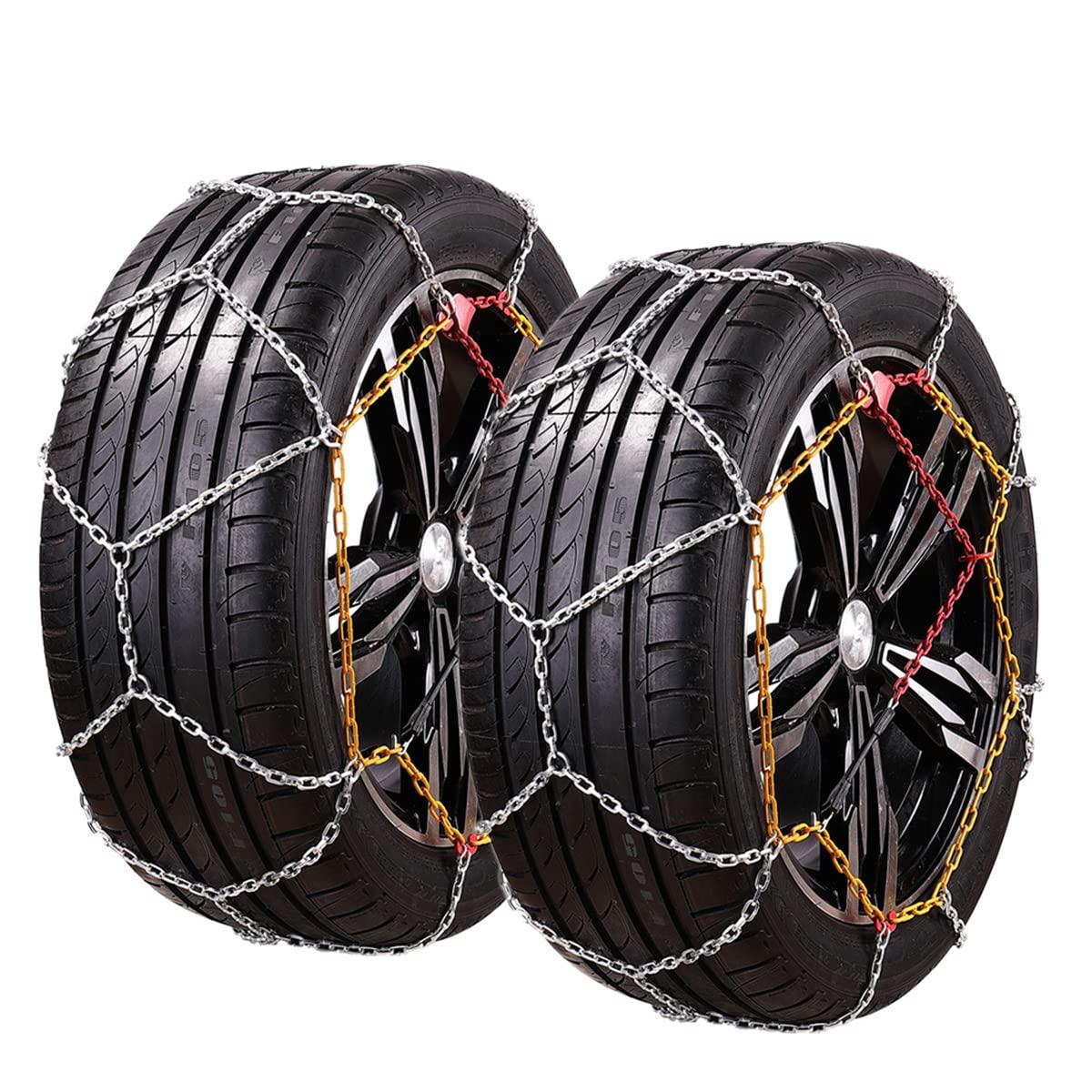 HooMoo タイヤチェーン 高性能金属製 亀甲型 185/70R14 185/65R15 195/50R16 195/65R14 175/70R15 205/60R14 205/50R15 205/45R16 205/40R17 等 金属タイヤチェーン 亀甲チェーン 9mm TUV/GS規格認証 KN70