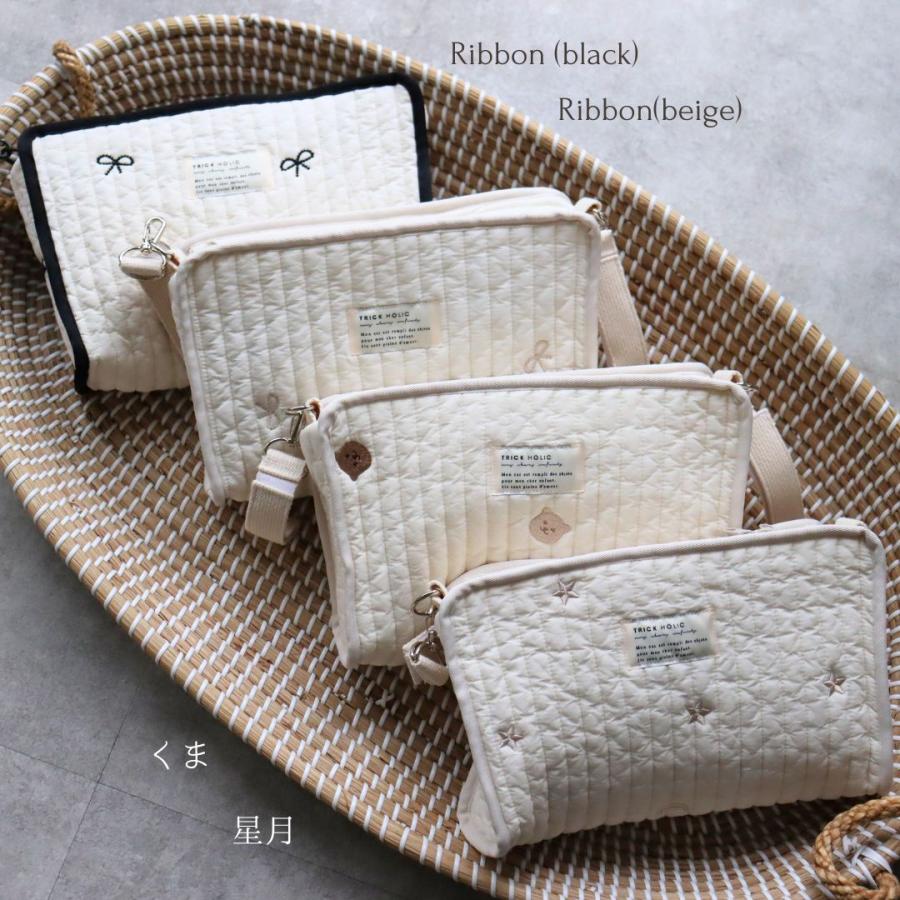 Hanging pouch おむつポーチ ribbon刺繍（2色） おむつケース おむつバッグ　トリ...