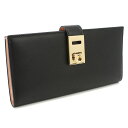 FERRAGAMO フェラガモ 二つ折り長財布 小銭入付き HUG 22-0522 NERO-NYLUND PINK レディース ブラック