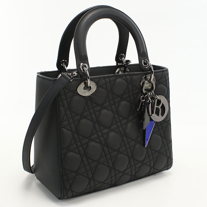 【中古美品】DIOR ディオール ハンドバッグ バッグ ミディアム レディディオール レディース ブラック