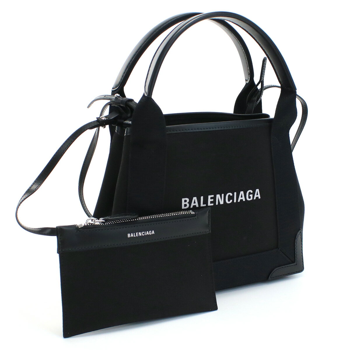 ハンドバッグ 【6/1日限定！P10倍】バレンシアガ BALENCIAGA ハンドバッグ ブランド　ネイビーカバ　ロゴ 390346　2HH3N　1000 ブラック　bag-01